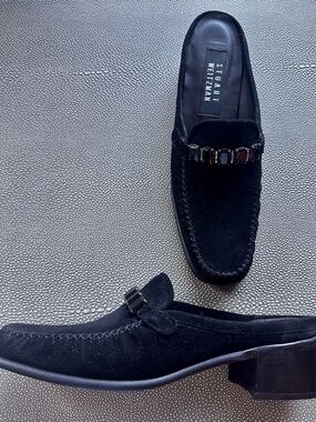 Stuart Weitzman Black Suede Mules- Narrow 2A fit- Never Worn